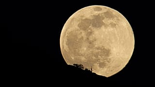 The full super snow moon is pictured on February 8, 2020, in Oregon, USA