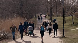 Menschen zu Coronazeiten in einem Park in Stockholm