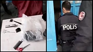 قوات الشرطة التركية تداهم دكان حلاقة - صورة من الهاتف المحمول