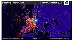 Prima/dopo, MAPPA: gli effetti del coronavirus sul traffico aereo in Europa