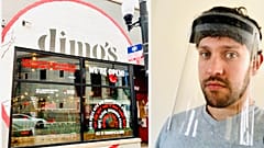 Az arcot védő műanyag felszerelés a pizzasütő kemencében készült