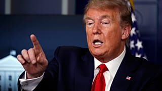 President Donald Trump speaks about the coronavirus in the James Brady Press Briefing Room at the White House, Monday, April 13, 2020, in Washington.