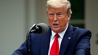 Donald Trump in the Rose Garden on Tuesday