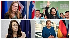 Katrín Jakobsdóttir izlandi kormányfő, Caj Jing-ven tajvani elnö, Jacinda Ardern új-zélandi kormányfő és Angela Merkel német kancellár