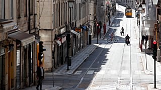 An empty street in Lisbon.