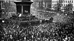 Thousands of hunger marchers assemble in Trafalgar Square, in London, England on Oct. 30, 1932 during the Great Depression