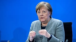 German Chancellor Angela Merkel addresses a press conference on German government's measures to avoid further spread of the novel coronavirus COVID-19, on April 15, 2020