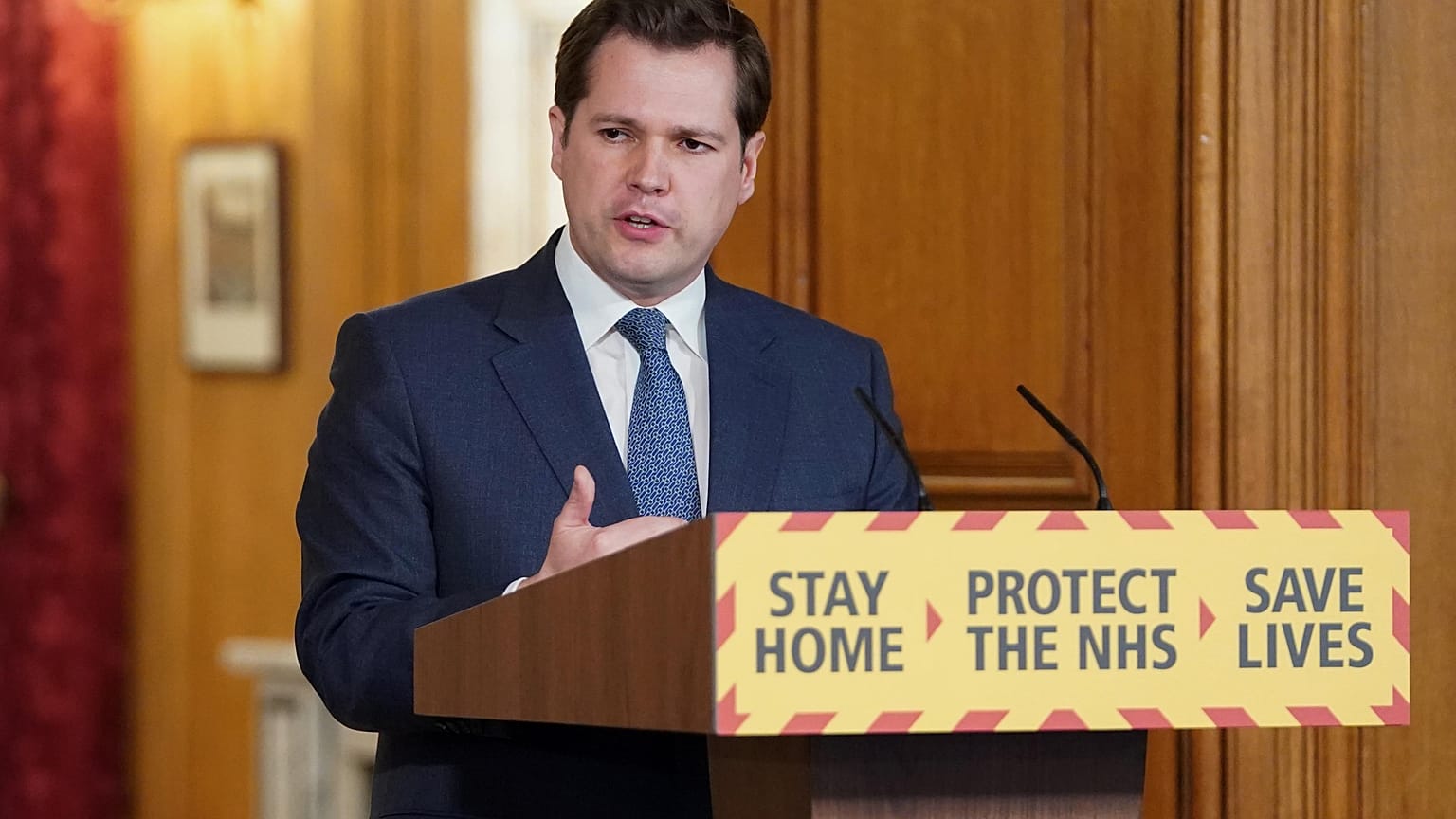 Britain's Housing, Communities and Local Government Secretary Robert Jenrick gives updates on the Covid-19 situation in the UK - Downing Street, London, April 18, 2020