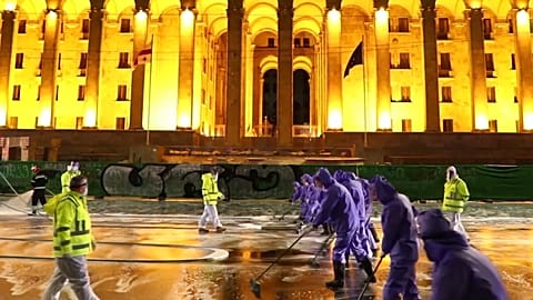 Georgia disinfects capital's streets to combat spread of COVID-19