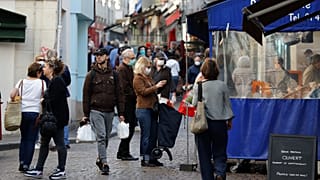 Rue Mouffetard, Paris April 19, 2020 (Photo by FRANCOIS GUILLOT / AFP)