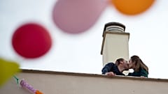 A couple celebrate their upcoming wedding at their home in Ronda, Spain, during national lockdown - April 7, 2020