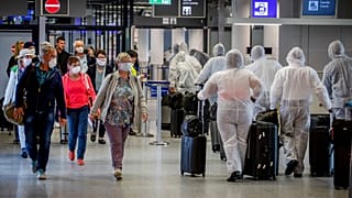 The security checkpoing at the airport in Frankfurt, Germany on 18 April.
