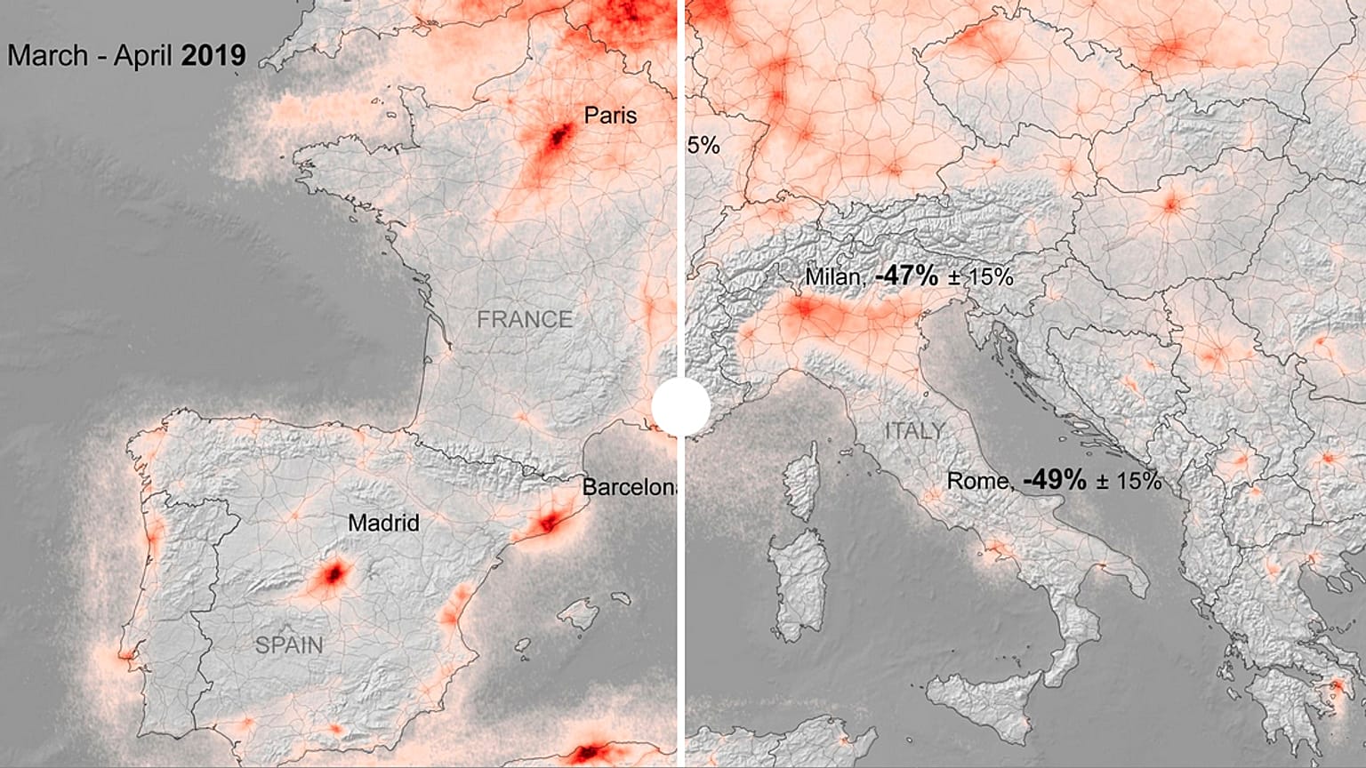 Nuevos datos muestran caídas del 50% de la contaminación en las capitales europeas confinadas