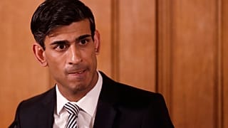 In this file photo dated Tuesday, March 17, 2020, Britain's Chancellor Rishi Sunak gives a press conference about the ongoing situation with the COVID-19
