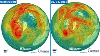 Ozone "hole" in April 16 and April 22