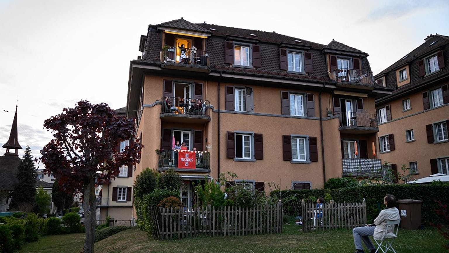 Moldavian violin solist Alexandra Conunova as she plays a concert from her balcony