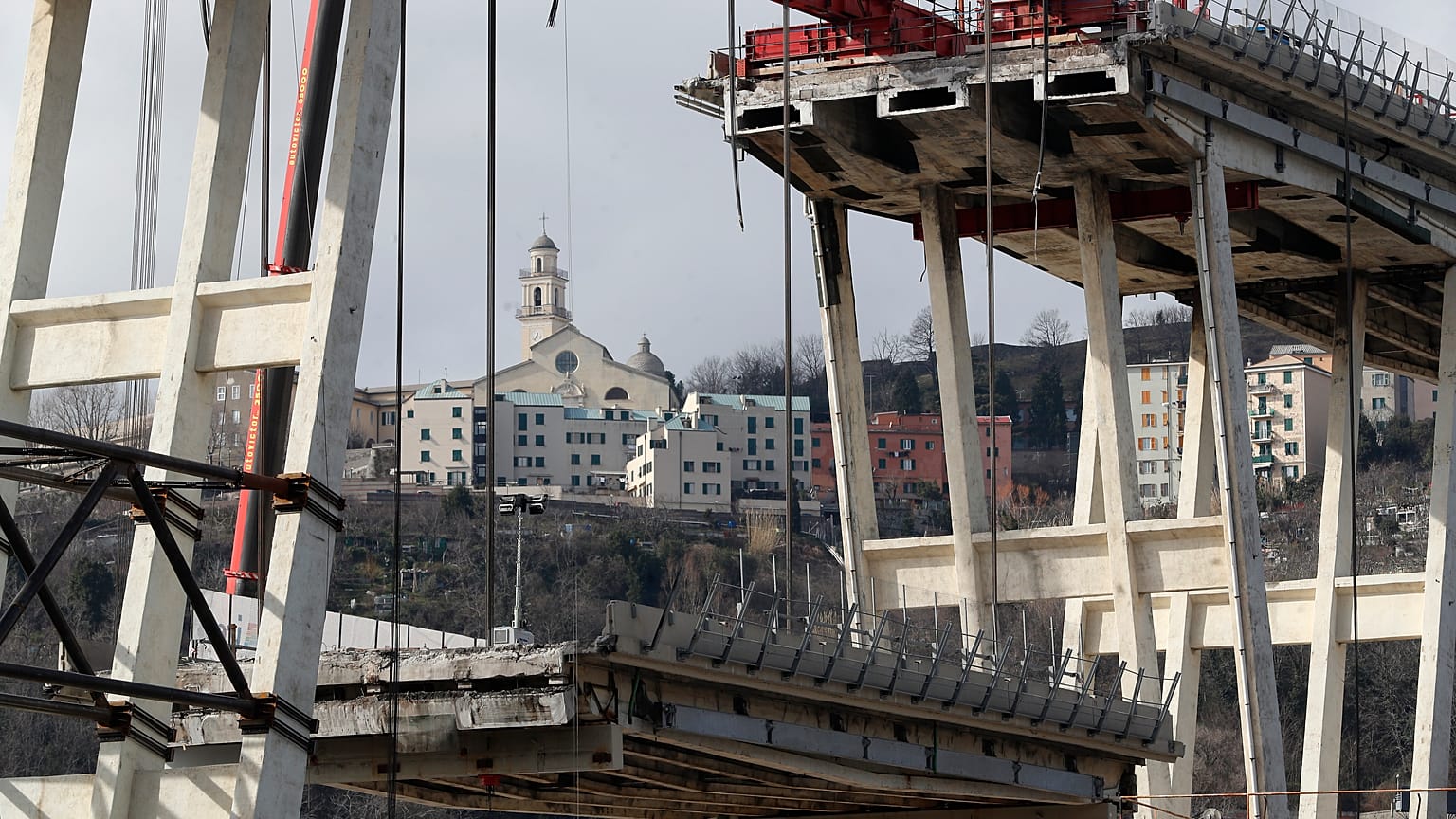 The remainder of the bridge was demolished last year following a deadly partial collapse