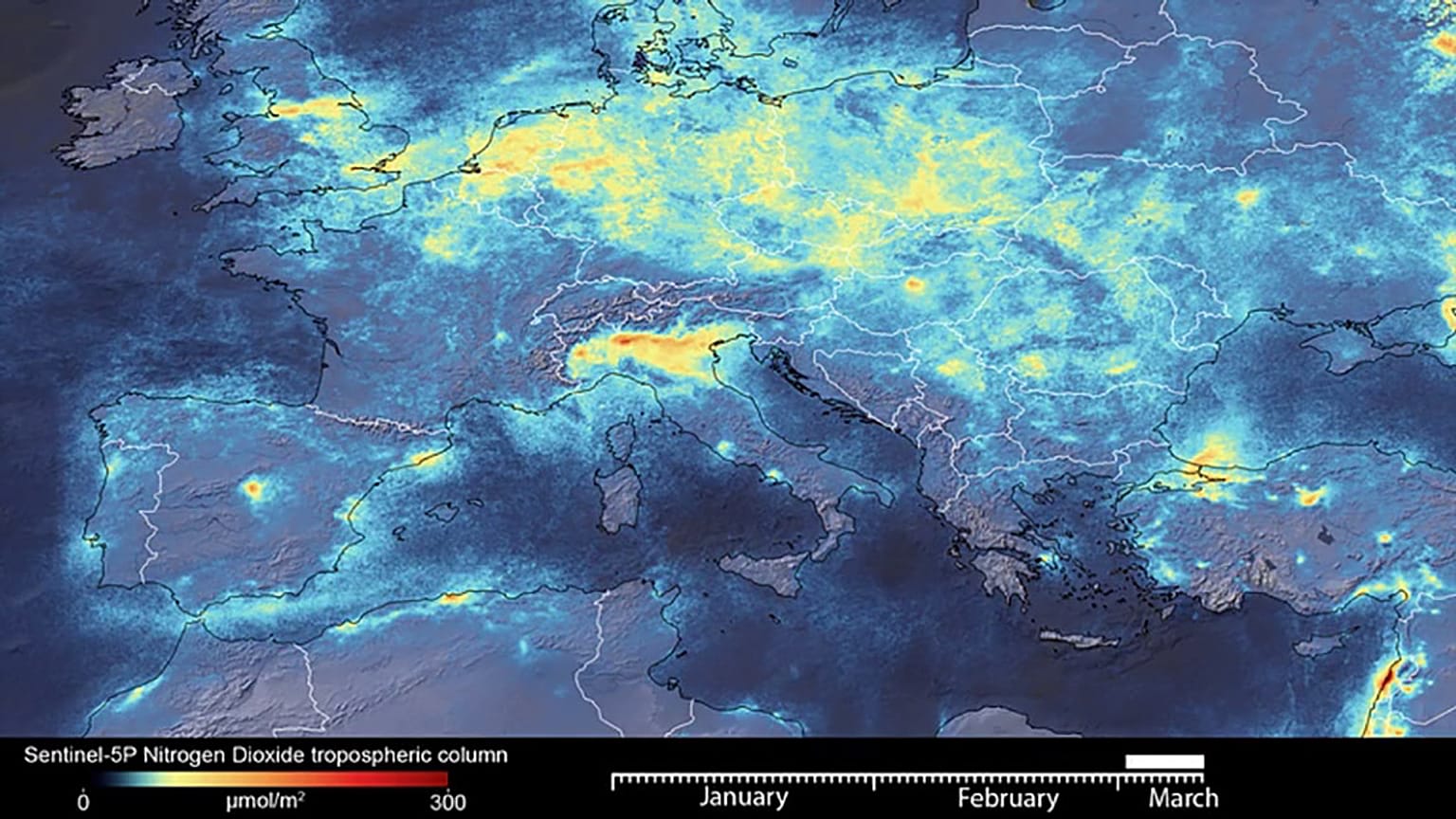 Contaminación reducida en Europa en marzo