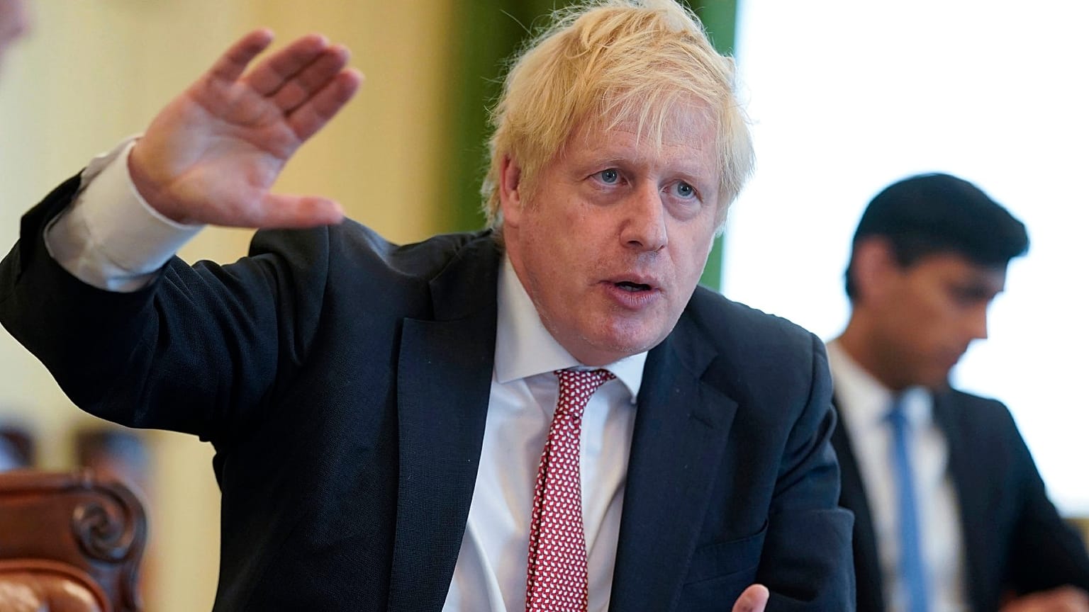 Boris Johnson chairs his first digital Cabinet meeting at 10 Downing Street, London, since he returned to work after contracting coronavirus. April 30, 2020.