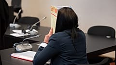 Omaima M., a German-Tunisian woman on May 4, 2020 at the higher regional court in Hamburg. 