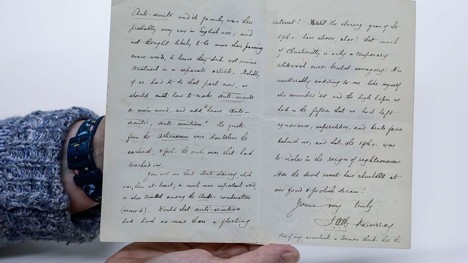 رسالة مؤرخة عام 1900 من قبل محرر قاموس أكسفورد الإنجليزي جيمس موراي