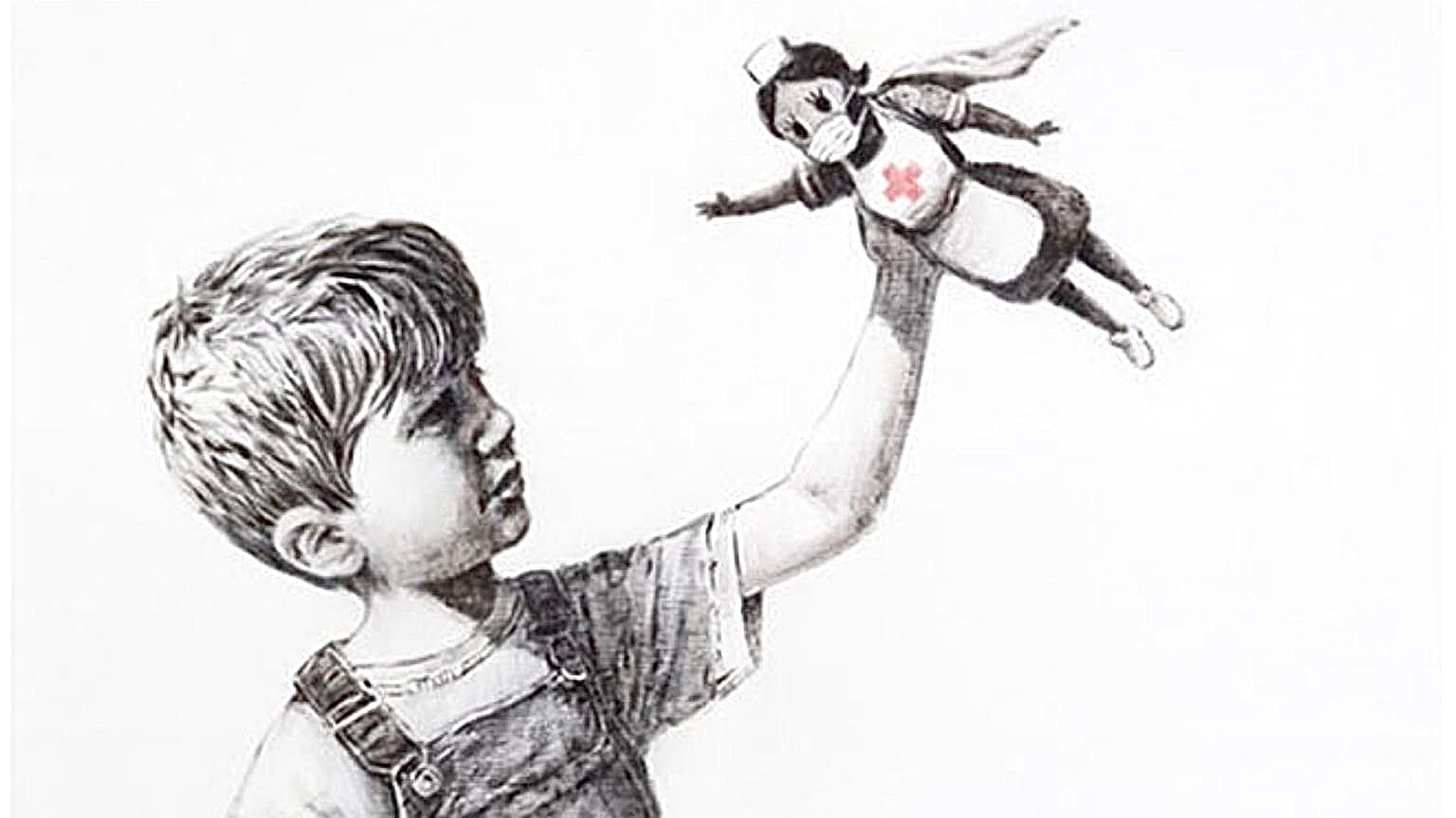 Banksy új műve az egészségügyi dolgozókat ábrázolja a hősök új figurájaként