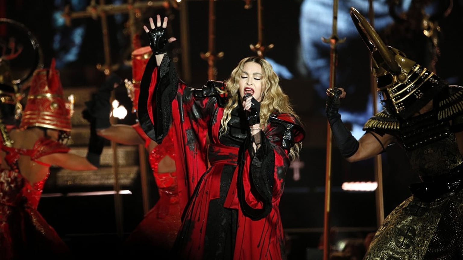 December 9, 2015, US singer Madonna concert at The AccorHotels Arena in Paris. 