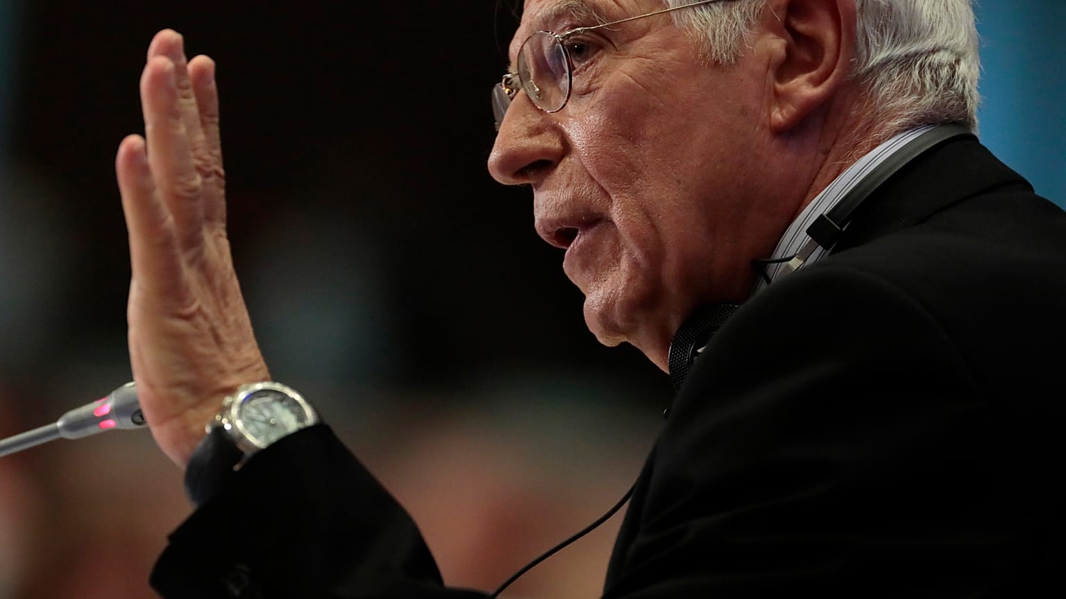 Nominated European foreign policy chief Josep Borrell answers questions during his hearing at the European Parliament in Brussels, Monday, Oct. 7, 2019. 
