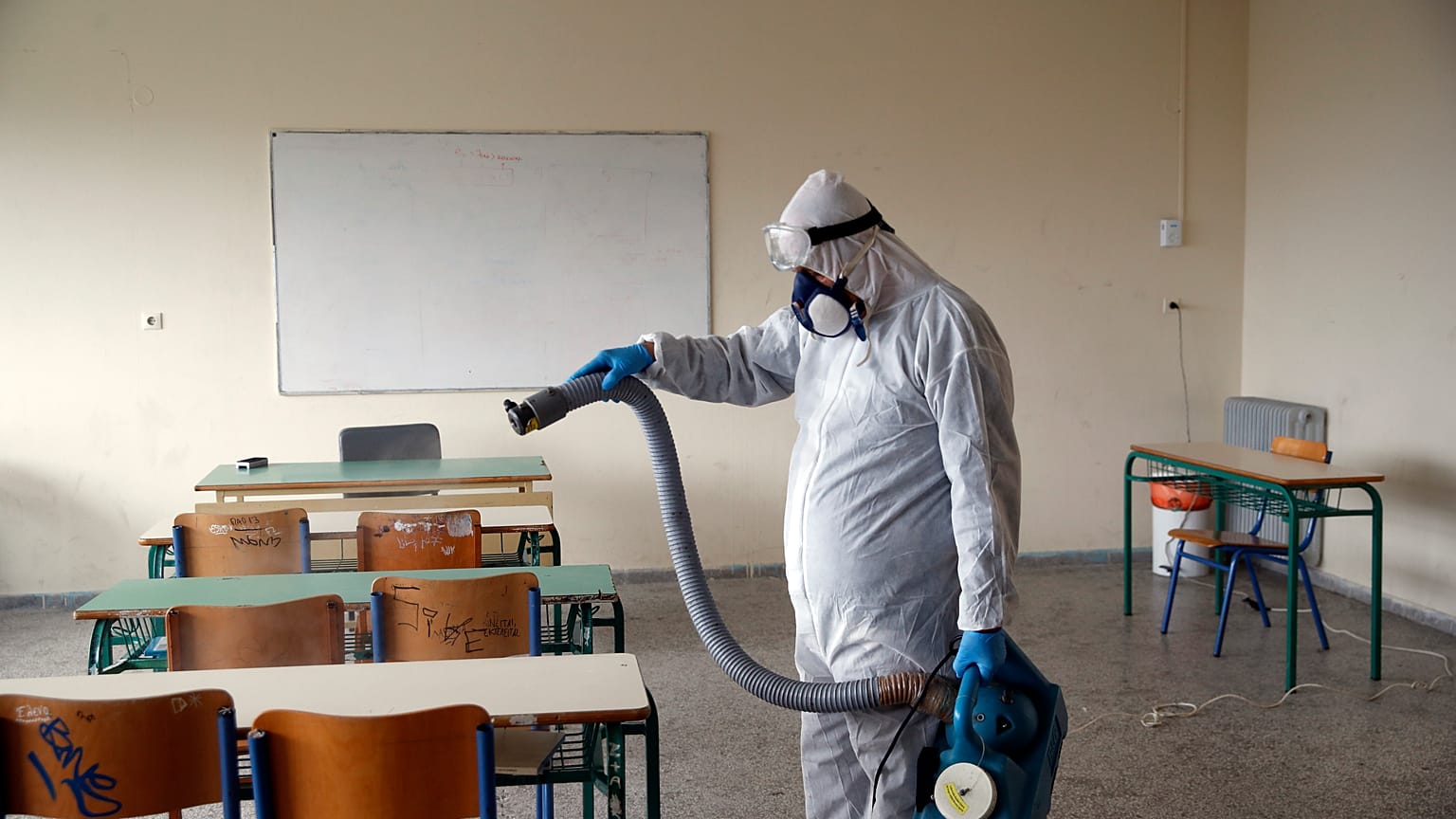 Virus Outbreak Greece Schools
