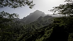 A mountain around the agricultural city of Assomada is pictured on October 8, 2019 in Santiago. (Photo by JOHN WESSELS / AFP)