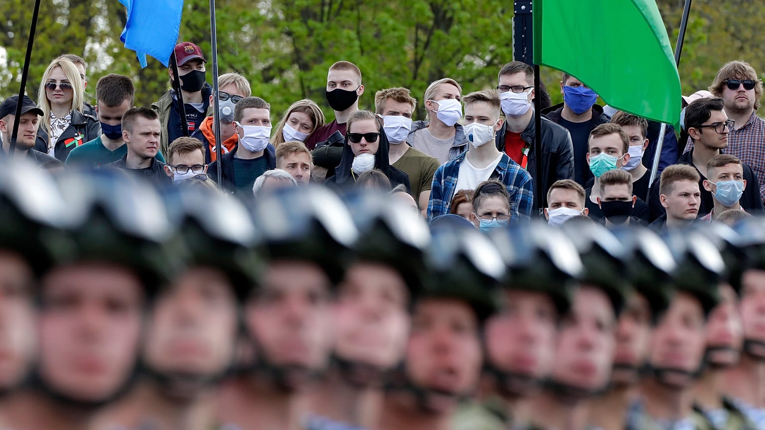 APTOPIX Virus Outbreak Belarus WWII Victory Day
