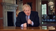 In this grab taken from video issued by Downing Street on Sunday, May 10, 2020, Britain's Prime Minister Boris Johnson delivers an address on lifting the country's lockdown.