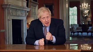 In this grab taken from video issued by Downing Street on Sunday, May 10, 2020, Britain's Prime Minister Boris Johnson delivers an address on lifting the country's lockdown.