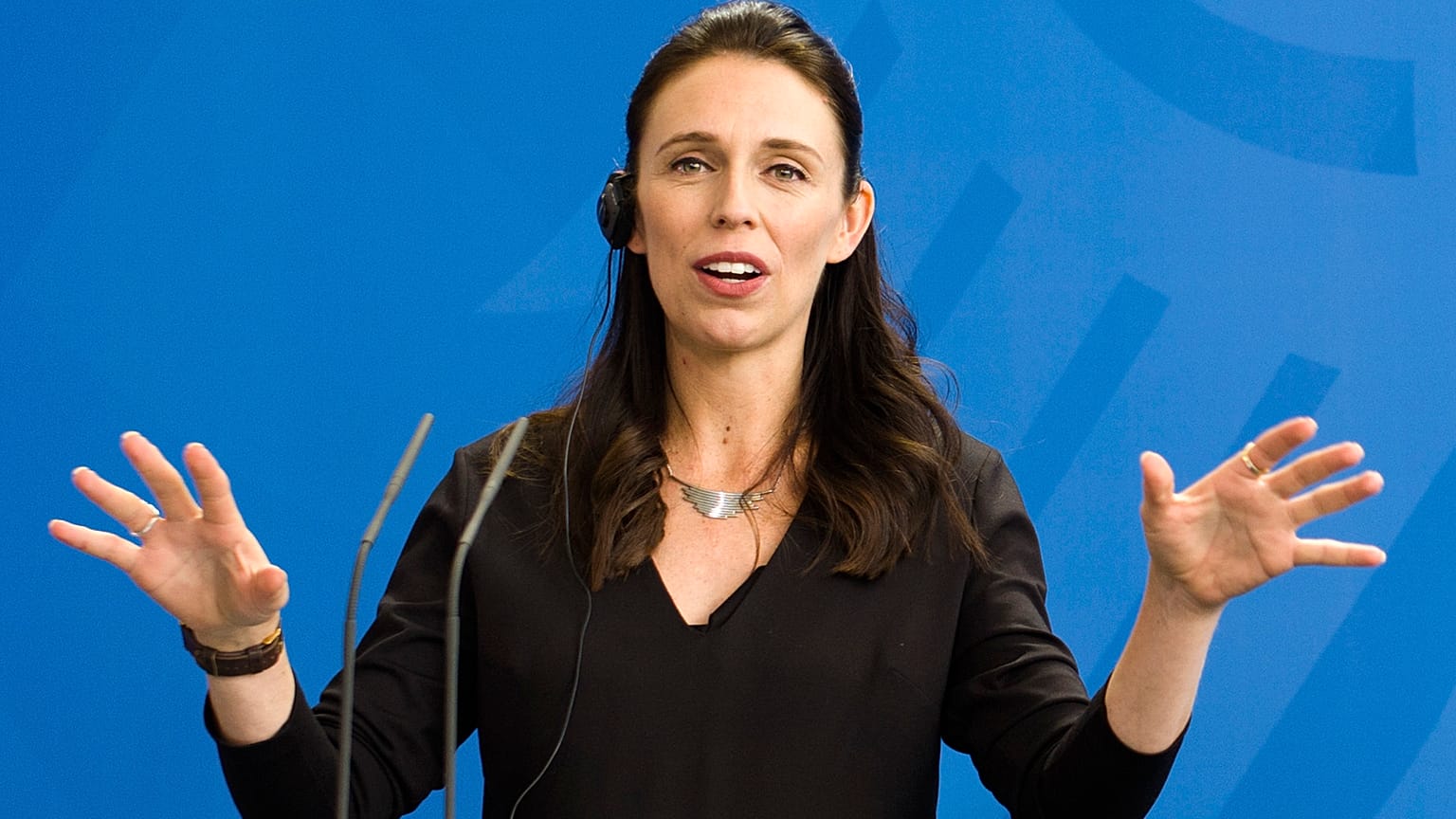 April 17, 2018, file photo, New Zealand Prime Minister Jacinda Ardern speaks to the media in Berlin