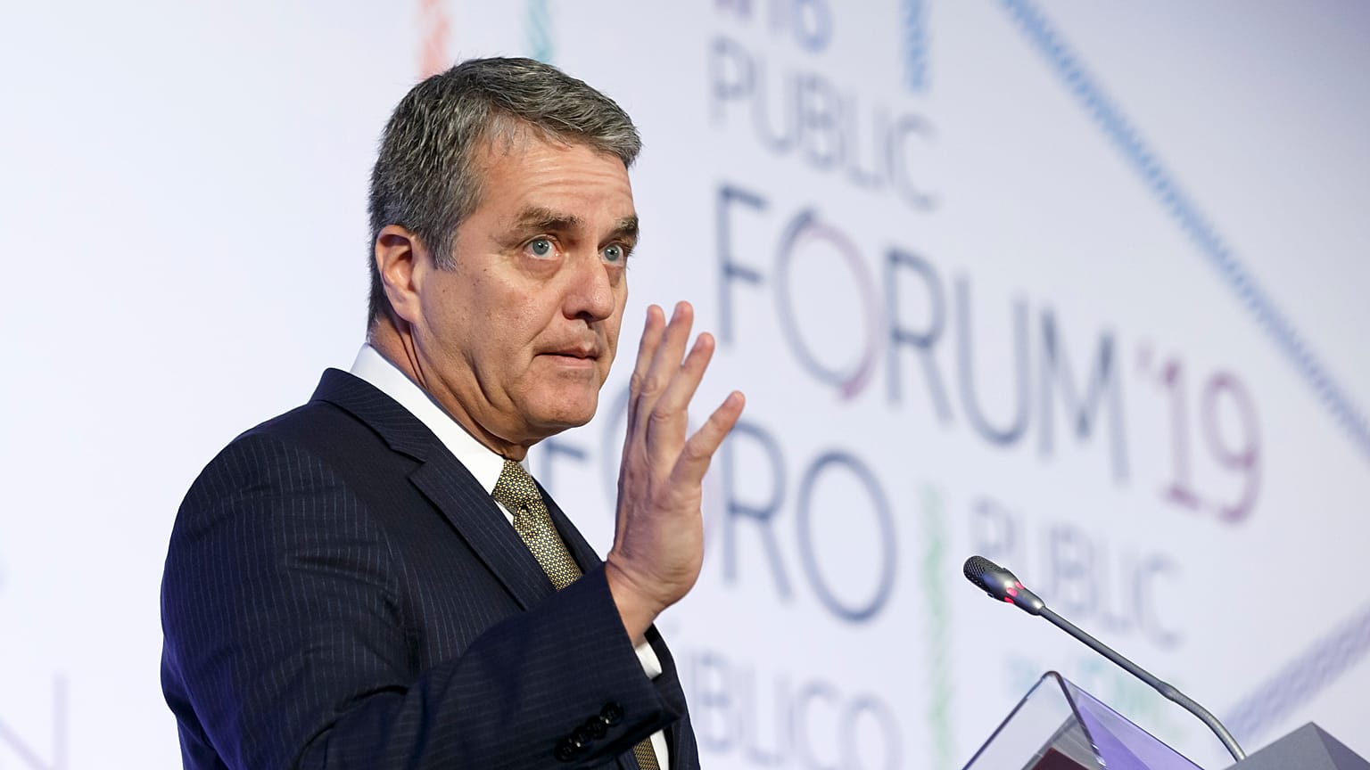 Archives : Roberto Azevedo au siège de l'OMC à Genève, en Suisse, le 8 octobre 2019