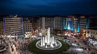 A general view of Omonoia square in central Athens during a ceremony to reopen to the public after major restoration work