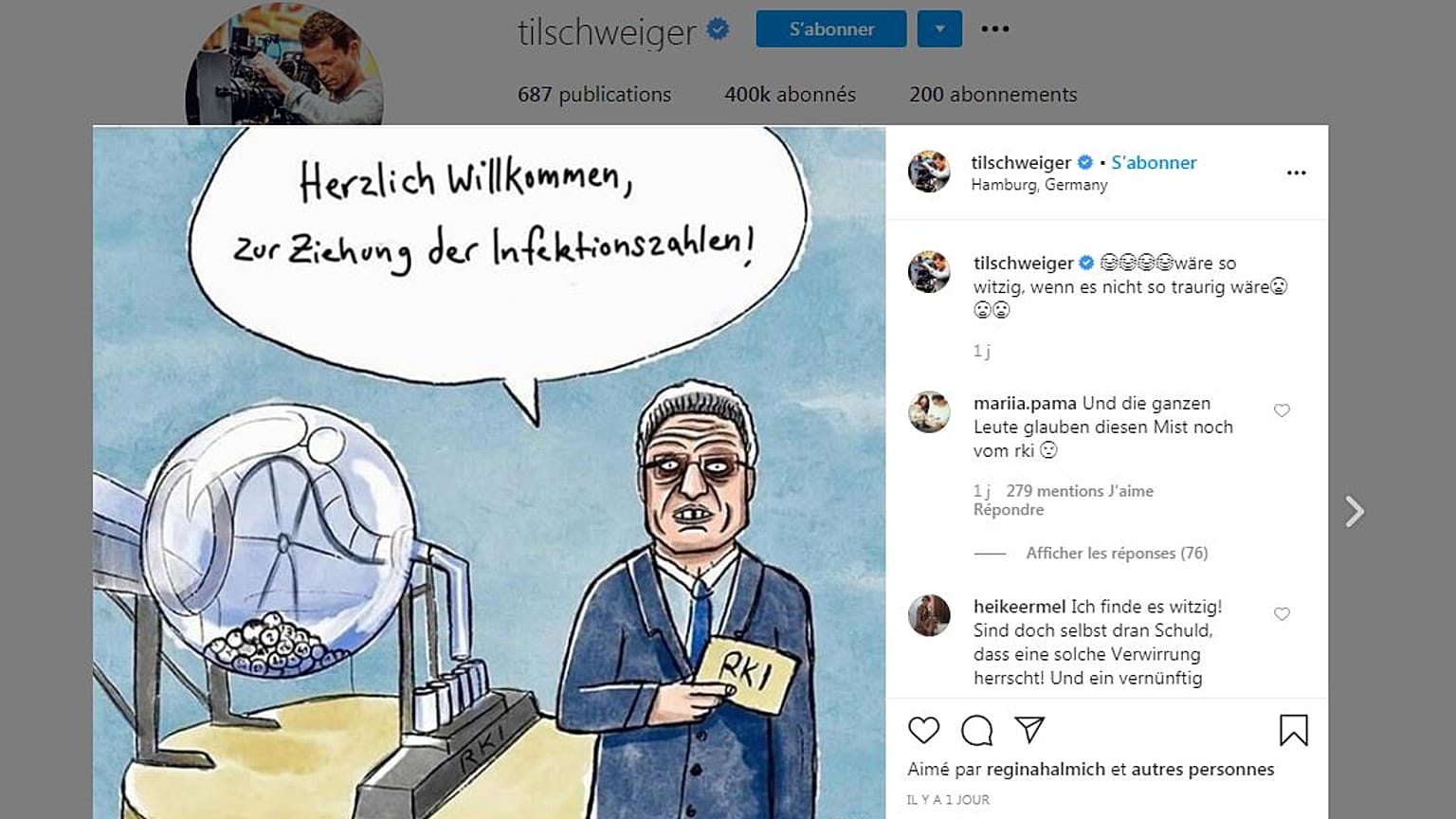 Screenshot Til Schweiger auf Instagram