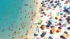 Crowded beach in Italy