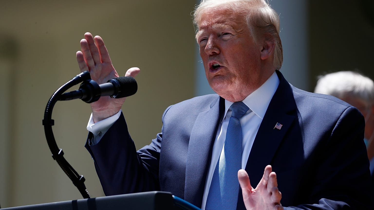 President Donald Trump speaks about the coronavirus in the Rose Garden of the White House, Friday, May 15, 2020, in Washington.