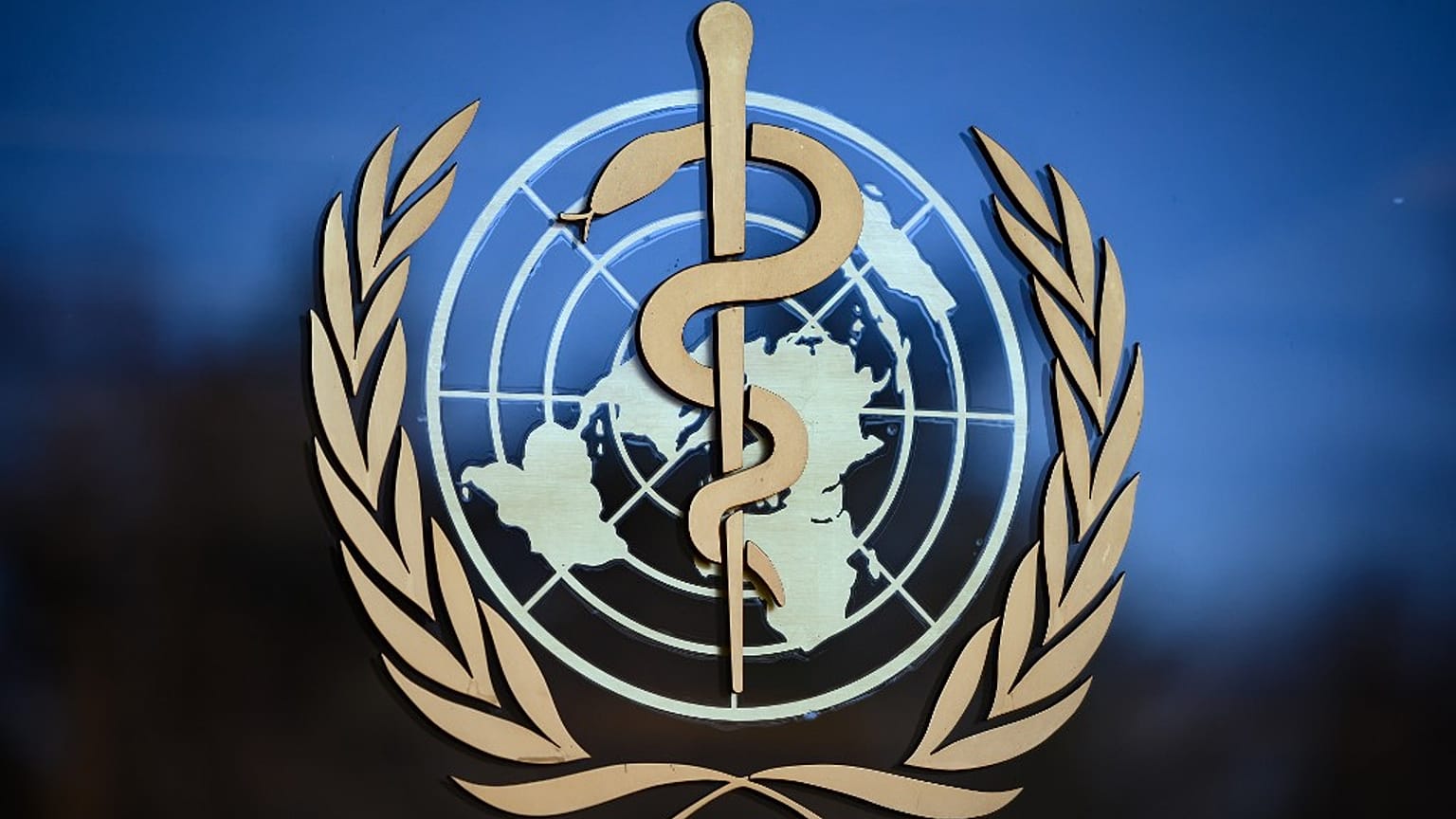 logo of the World Health Organization (WHO) at their headquarters in Geneva