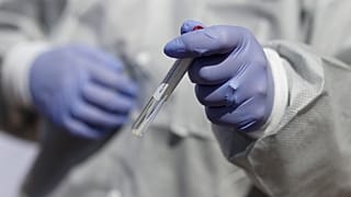 A nasal swab from Colorado Governor Jared Polis after he was administered a test for the new coronavirus on May 18, 2020.