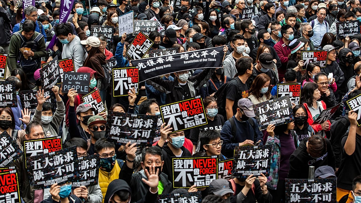 Hong Kong protestolarından bir kare