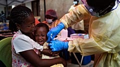 In this Saturday, July 13, 2019 file photo, a child is vaccinated against Ebola in Beni, Congo.