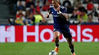 Lyon's Memphis Depay during a Champions League match against Benfica in Lisbon on Oct. 23, 2019.