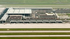 This file picture shows an aerial view of the Berlin Airport, Willy Brandt