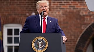 President Donald Trump speaks during a Memorial Day ceremony at Fort McHenry National Monument and Historic Shrine, Monday, May 25, 2020, in Baltimore.