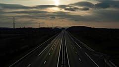 An empty highway is pictured outside Lyon, central France, Sunday, March 22, 2020. (AP Photo/Laurent Cipriani)