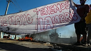 Manifestación demandando ayudas al Gobierno chileno para los afectados por la pandemia