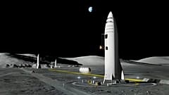 Ay'daki SpaceX kapsülleri - sentez görsel