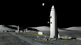 Ay'daki SpaceX kapsülleri - sentez görsel